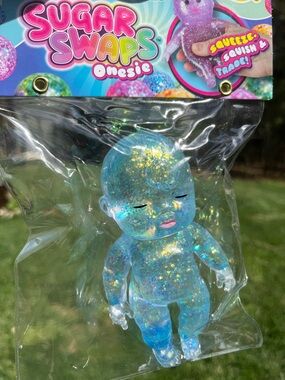 Sugar Swaps Onesie Glitter Baby Squeeze Toy - Iridescent Aqua
